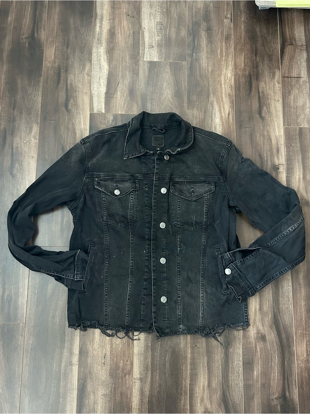 Joe's Jeans Black Frayed-Hem Denim Jacket